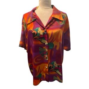 Mimi USA Vintage Womens Psychedelic Retro Hawaiian Shirt